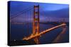 Golden Gate Bridge Sunset Pink Skies Evening with Lights of San Francisco, California in Background-William Perry-Stretched Canvas