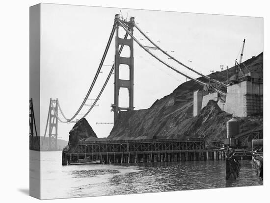 Golden Gate Bridge under Construction-null-Stretched Canvas