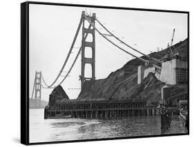 Golden Gate Bridge under Construction-null-Framed Stretched Canvas