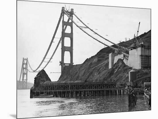 Golden Gate Bridge under Construction-null-Mounted Photographic Print