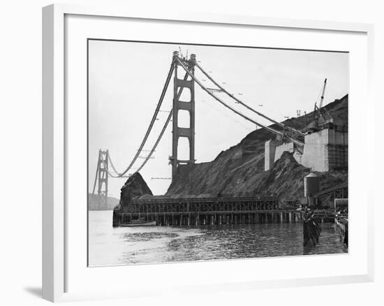 Golden Gate Bridge under Construction-null-Framed Photographic Print