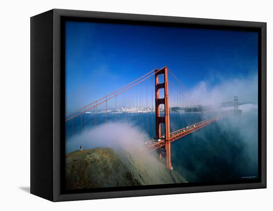 Golden Gate Bridge with Mist and Fog, San Francisco, California, USA-Steve Vidler-Framed Stretched Canvas