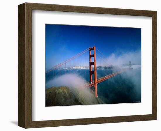 Golden Gate Bridge with Mist and Fog, San Francisco, California, USA-Steve Vidler-Framed Photographic Print