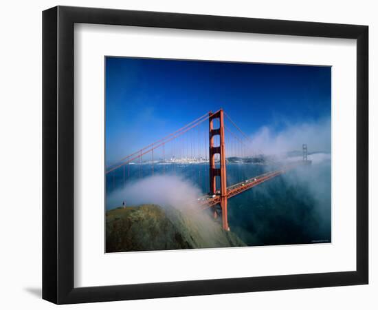 Golden Gate Bridge with Mist and Fog, San Francisco, California, USA-Steve Vidler-Framed Photographic Print