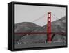 Golden Gate Bridge with Red Pop Border-Emily Navas-Framed Stretched Canvas