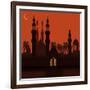 Golden Gate in the Eastern City. the City Walls and the Mosque. Holiday Symbol. Illustration-Dmitrii Usachov-Framed Art Print