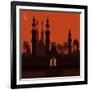 Golden Gate in the Eastern City. the City Walls and the Mosque. Holiday Symbol. Illustration-Dmitrii Usachov-Framed Art Print