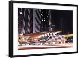 Golden Gleaming Roof of a Metro Station of the Rta in the Evening, Dubai Financial District-Axel Schmies-Framed Photographic Print