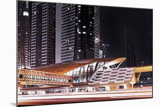 Golden Gleaming Roof of a Metro Station of the Rta in the Evening, Dubai Financial District-Axel Schmies-Mounted Photographic Print