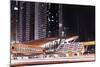 Golden Gleaming Roof of a Metro Station of the Rta in the Evening, Dubai Financial District-Axel Schmies-Mounted Photographic Print