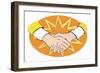 'Golden handshake' - illustration of buisness allegory-Neale Osborne-Framed Giclee Print