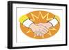 'Golden handshake' - illustration of buisness allegory-Neale Osborne-Framed Giclee Print