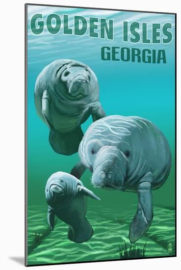 Golden Isles, Georgia - Manatees-Lantern Press-Mounted Art Print