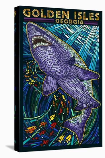 Golden Isles, Georgia - Shark Paper Mosaic-Lantern Press-Stretched Canvas