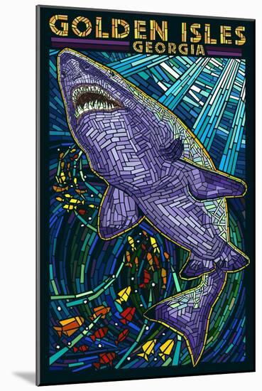 Golden Isles, Georgia - Shark Paper Mosaic-Lantern Press-Mounted Art Print