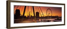 Golden Jubilee Bridge across a Thames River, Ferris Wheel in Back, London, England-null-Framed Photographic Print