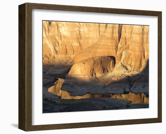 Golden Late Afternoon Reflections in a Side Canyon of Lake Powell-Eric Peter Black-Framed Photographic Print