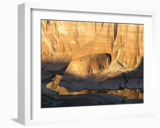 Golden Late Afternoon Reflections in a Side Canyon of Lake Powell-Eric Peter Black-Framed Photographic Print