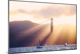 Golden Light Beams and Boats, Beautiful Golden Gate Bridge, San Francisco Bay-Vincent James-Mounted Photographic Print