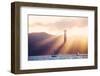 Golden Light Beams and Boats, Beautiful Golden Gate Bridge, San Francisco Bay-Vincent James-Framed Photographic Print