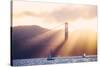 Golden Light Beams and Boats, Beautiful Golden Gate Bridge, San Francisco Bay-Vincent James-Stretched Canvas