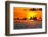 Golden light of the setting sun reflects a red glow on the beach at Pererenan Beach, Bali.-Greg Johnston-Framed Photographic Print