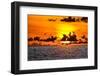Golden light of the setting sun reflects a red glow on the beach at Pererenan Beach, Bali.-Greg Johnston-Framed Photographic Print