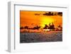 Golden light of the setting sun reflects a red glow on the beach at Pererenan Beach, Bali.-Greg Johnston-Framed Photographic Print