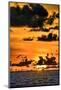 Golden light of the setting sun reflects a red glow on the beach at Pererenan Beach, Bali.-Greg Johnston-Mounted Photographic Print