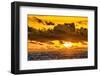 Golden light of the setting sun reflects a red glow on the beach at Pererenan Beach, Bali.-Greg Johnston-Framed Photographic Print