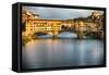 Golden Light On Ponte Vecchio-George Oze-Framed Stretched Canvas