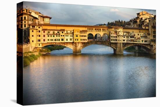 Golden Light On Ponte Vecchio-George Oze-Stretched Canvas