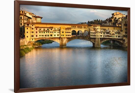 Golden Light On Ponte Vecchio-George Oze-Framed Photographic Print