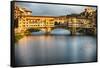 Golden Light On Ponte Vecchio-George Oze-Framed Stretched Canvas