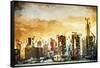 Golden Manhattan - In the Style of Oil Painting-Philippe Hugonnard-Framed Stretched Canvas