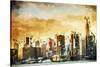 Golden Manhattan - In the Style of Oil Painting-Philippe Hugonnard-Stretched Canvas