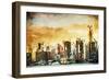 Golden Manhattan - In the Style of Oil Painting-Philippe Hugonnard-Framed Giclee Print