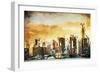 Golden Manhattan - In the Style of Oil Painting-Philippe Hugonnard-Framed Giclee Print