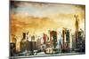 Golden Manhattan - In the Style of Oil Painting-Philippe Hugonnard-Mounted Giclee Print