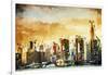 Golden Manhattan - In the Style of Oil Painting-Philippe Hugonnard-Framed Giclee Print