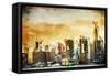 Golden Manhattan - In the Style of Oil Painting-Philippe Hugonnard-Framed Stretched Canvas