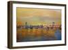 Golden Manhattan Skyline with One World Trade Center-Markus Bleichner-Framed Art Print