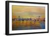 Golden Manhattan Skyline with One World Trade Center-Markus Bleichner-Framed Art Print