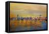 Golden Manhattan Skyline with One World Trade Center-Markus Bleichner-Framed Stretched Canvas