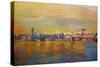 Golden Manhattan Skyline with One World Trade Center-Markus Bleichner-Stretched Canvas