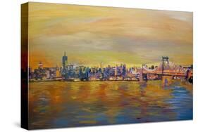 Golden Manhattan Skyline with One World Trade Center-Markus Bleichner-Stretched Canvas