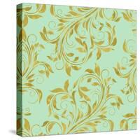 Golden Mint Damask I-Tina Lavoie-Stretched Canvas