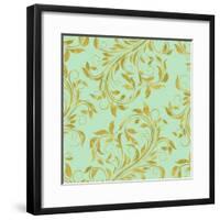 Golden Mint Damask I-Tina Lavoie-Framed Giclee Print