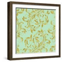 Golden Mint Damask I-Tina Lavoie-Framed Giclee Print