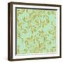 Golden Mint Damask I-Tina Lavoie-Framed Giclee Print